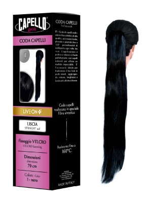 Capello Più Coda Capelli Liscia con Velcro 70cm Nr. 1
