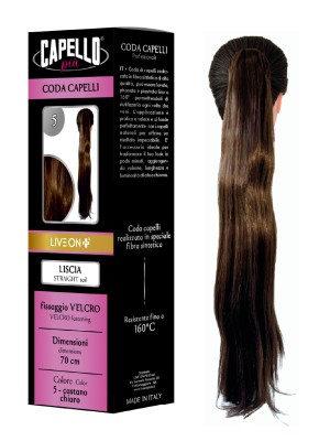 Capello Più Coda Capelli Liscia con Velcro 70cm Nr. 5