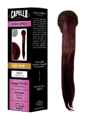 Capello Più Coda Capelli Liscia con Velcro 70cm Nr. 7.5