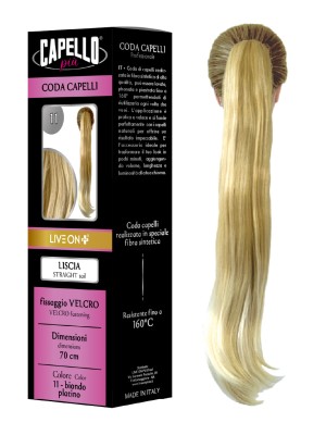 Capello Più Coda Capelli Liscia con Velcro 70cm Nr. 11.0