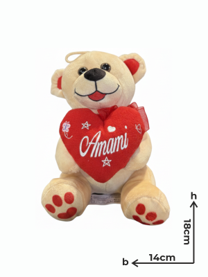Peluche Orso Piccolo Cuore Amami Beige