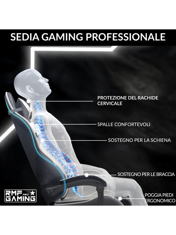 RMF PRO Sedia Gaming in Ecopelle - BIANCO/NERO