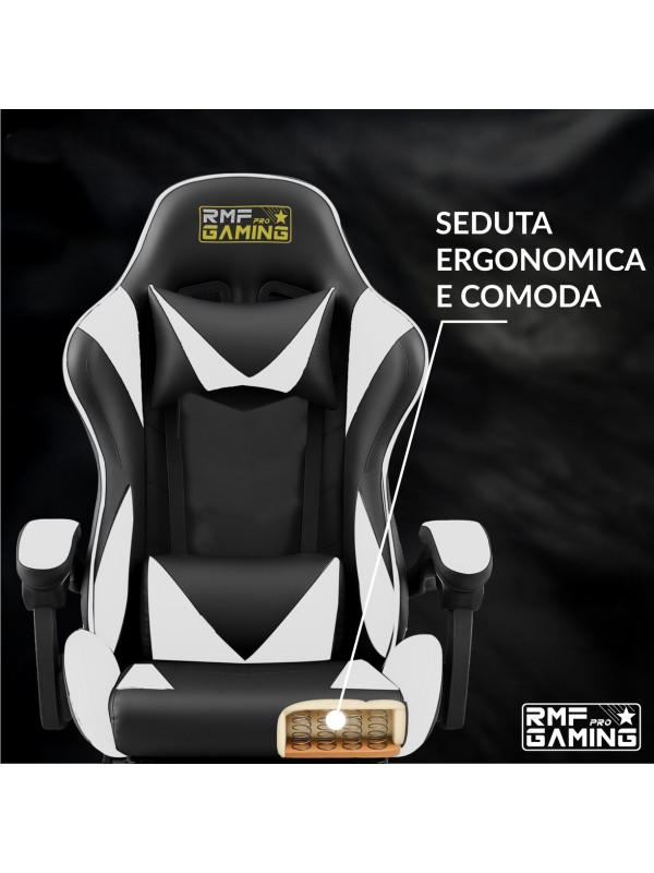 RMF PRO Sedia Gaming in Ecopelle - BIANCO/NERO