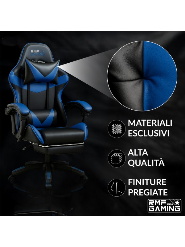 RMF PRO Sedia Gaming in Ecopelle - BLU/NERO