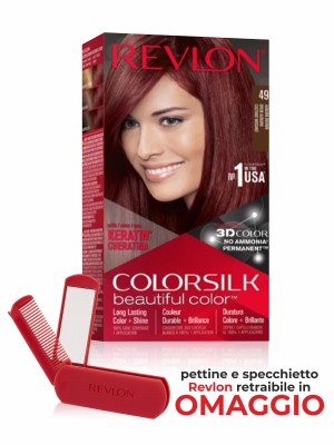 Revlon ColorSilk Colarazione Permanente Nr. 49 Castano Mogano + Specchio/Pettine in omaggio
